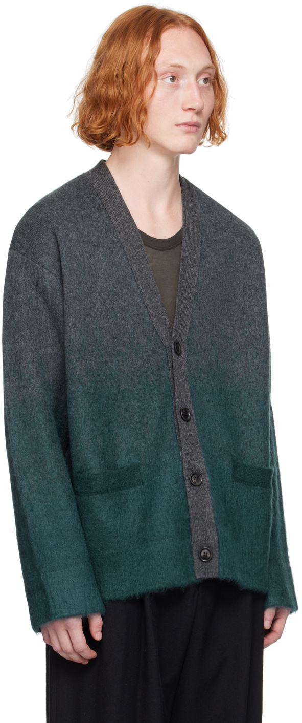 Juun.J Gray & Green Gradient Cardigan