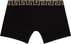 Versace Underwear Two-Pack Black & White Greca Border Long Boxer Briefs