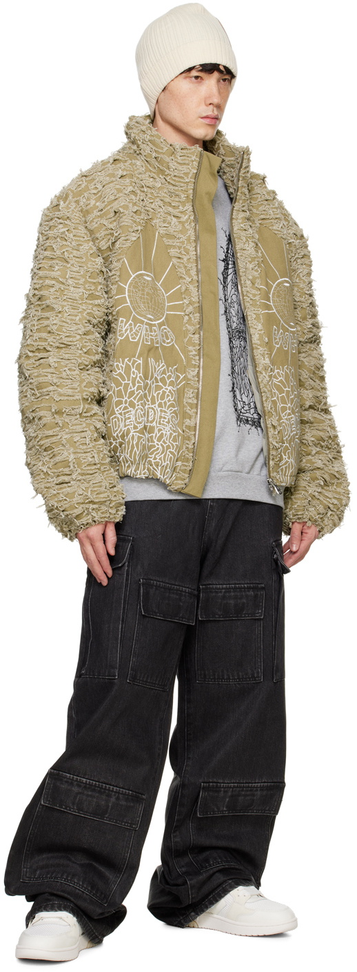 Who Decides War Black Waxed Denim Cargo Pants