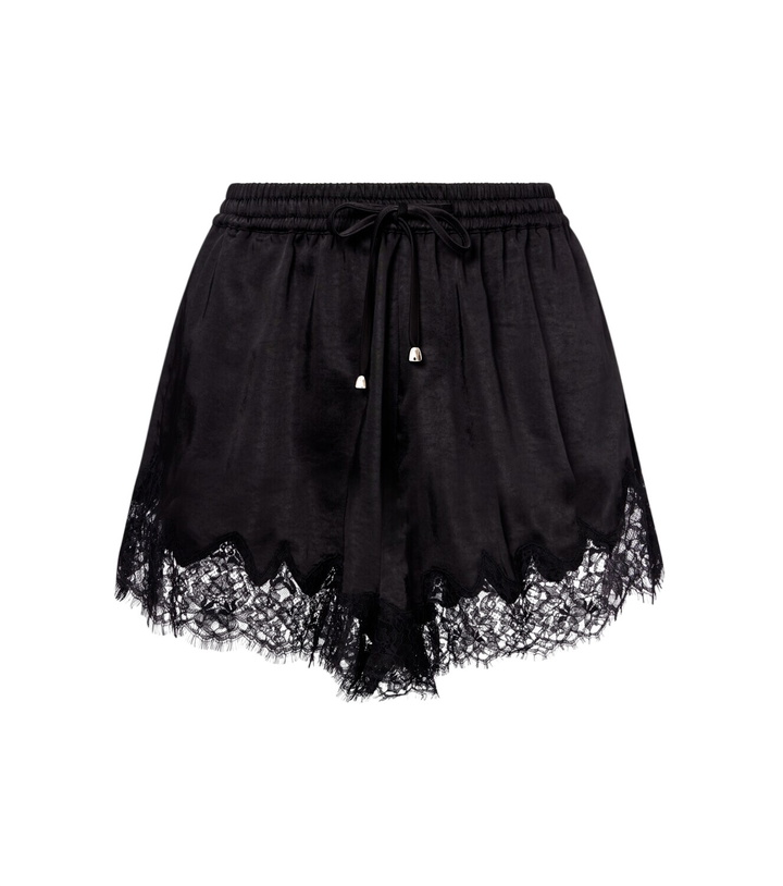 Photo: Self-Portrait Lace-trimmed satin shorts