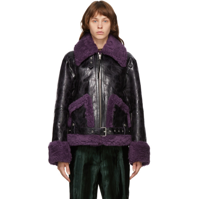 Dries Van Noten Black and Purple Lento Jacket Dries Van Noten