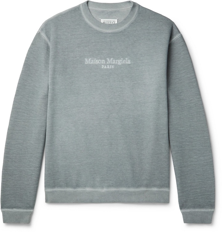 Photo: Maison Margiela - Oversized Logo-Embroidered Cotton-Jersey Sweatshirt - Gray