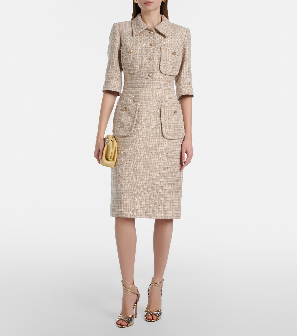 Elie Saab Sequined tweed midi dress