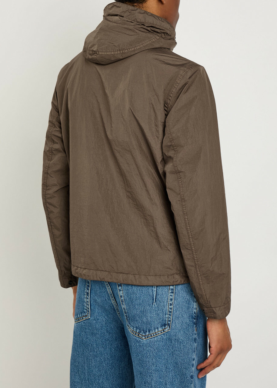 Stone Island Hooded Crinkled Shell Jacket Burgundy