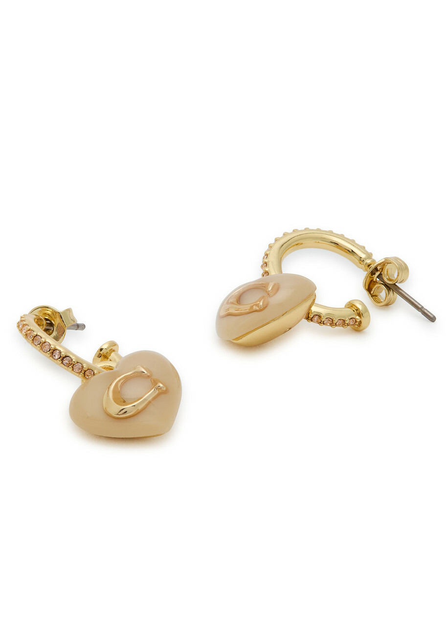 Coach Heart Hoop Earrings - Pink - One Size