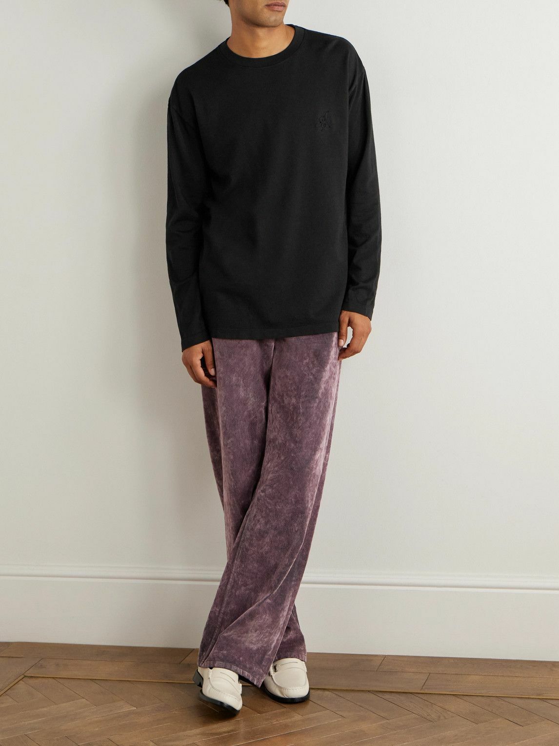 The Elder Statesman - Cotton and Cashmere-Blend T-Shirt - Black