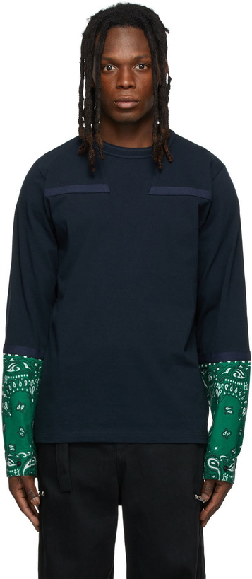 Photo: Sacai Navy Bandana Print Long Sleeve T-shirt