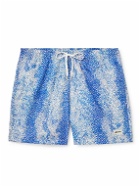 Bather - Painted Moss Straight-Leg Mid-Length Printed Recycled Swim Shorts - Blue