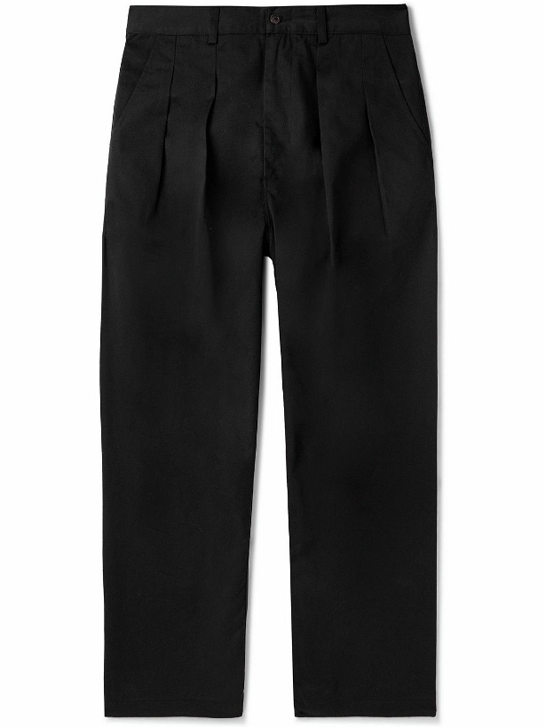 Photo: Universal Works - Straight-Leg Pleated Cotton-Twill Trousers - Black