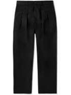 Universal Works - Straight-Leg Pleated Cotton-Twill Trousers - Black