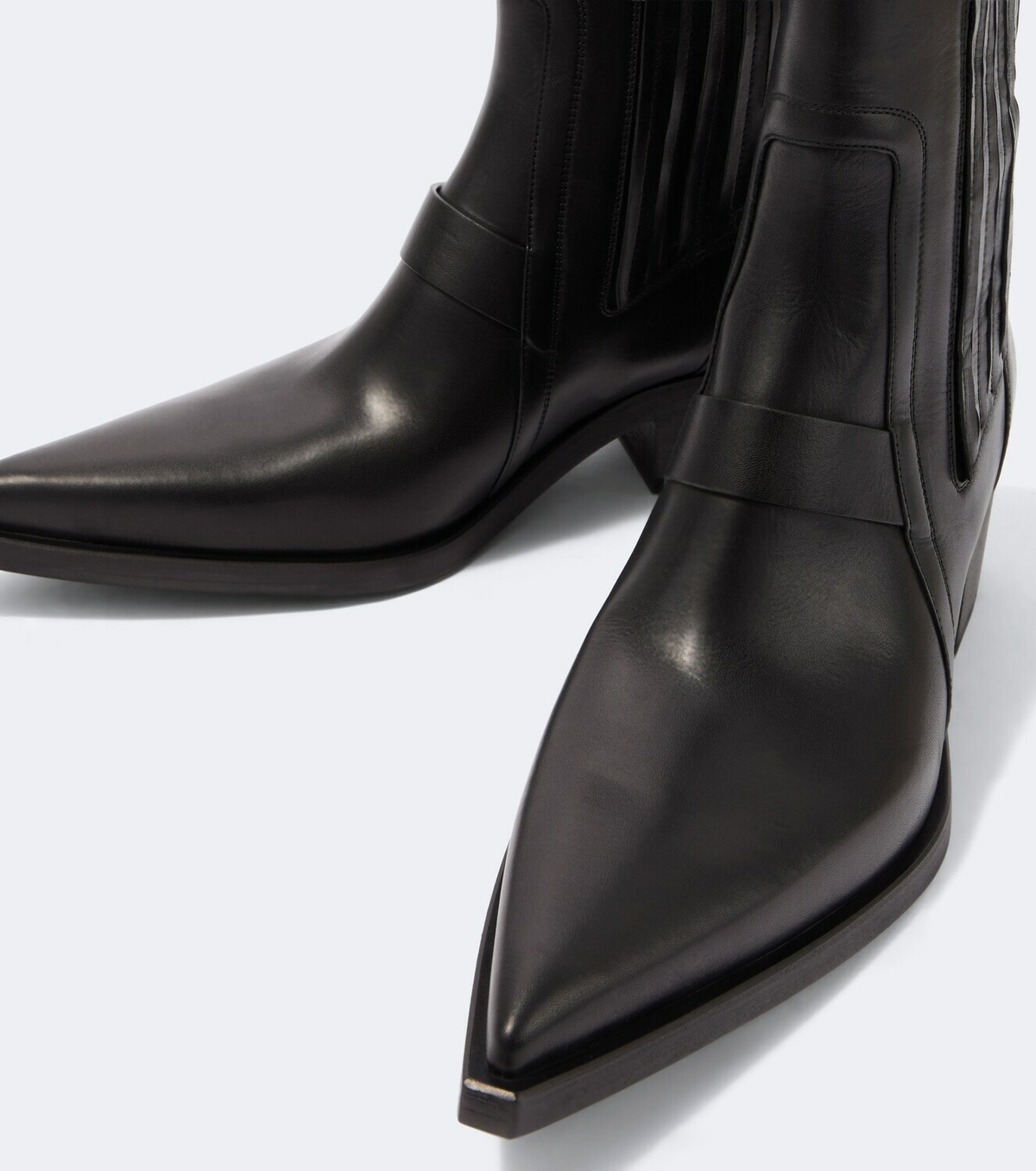 Rick Owens Pointed Silver leather ankle boots