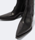 Rick Owens Pointed Silver leather ankle boots
