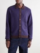 NN07 - Thor 60004 Checked Wool-Blend Cardigan - Blue