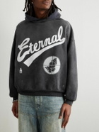 SAINT MXXXXXX - Fear of God Distressed Logo-Print Cotton-Jersey Hoodie