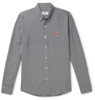 AMI - Slim-Fit Button-Down Collar Logo-Appliquéd Checked Cotton Shirt - Black