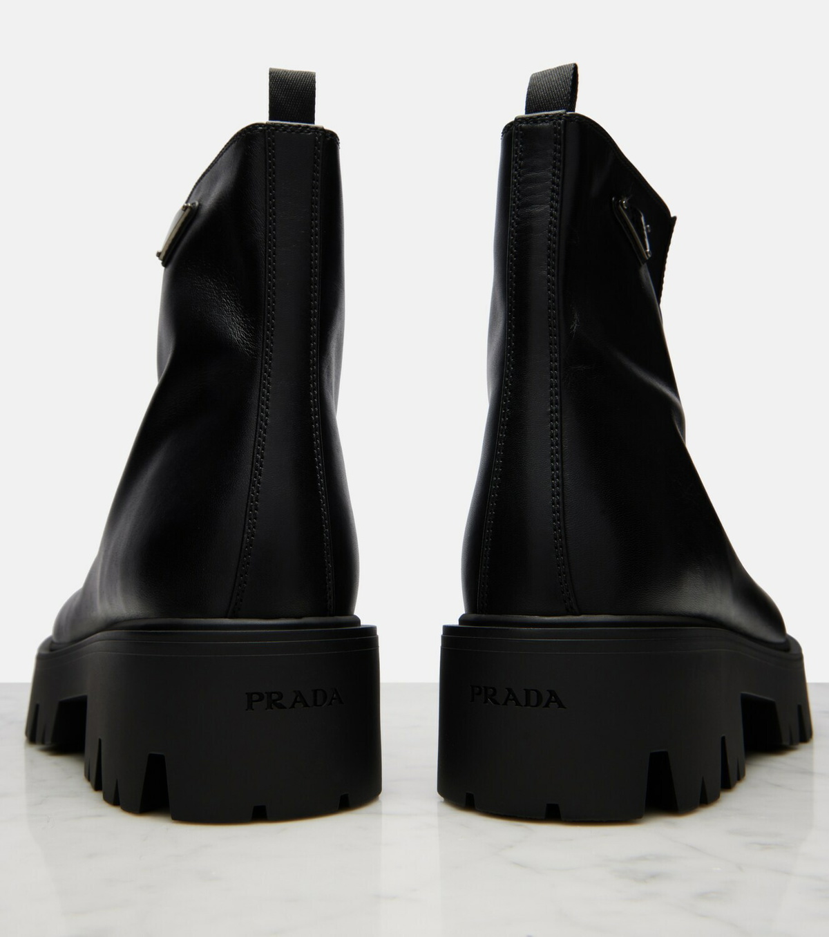 Prada Leather platform ankle boots