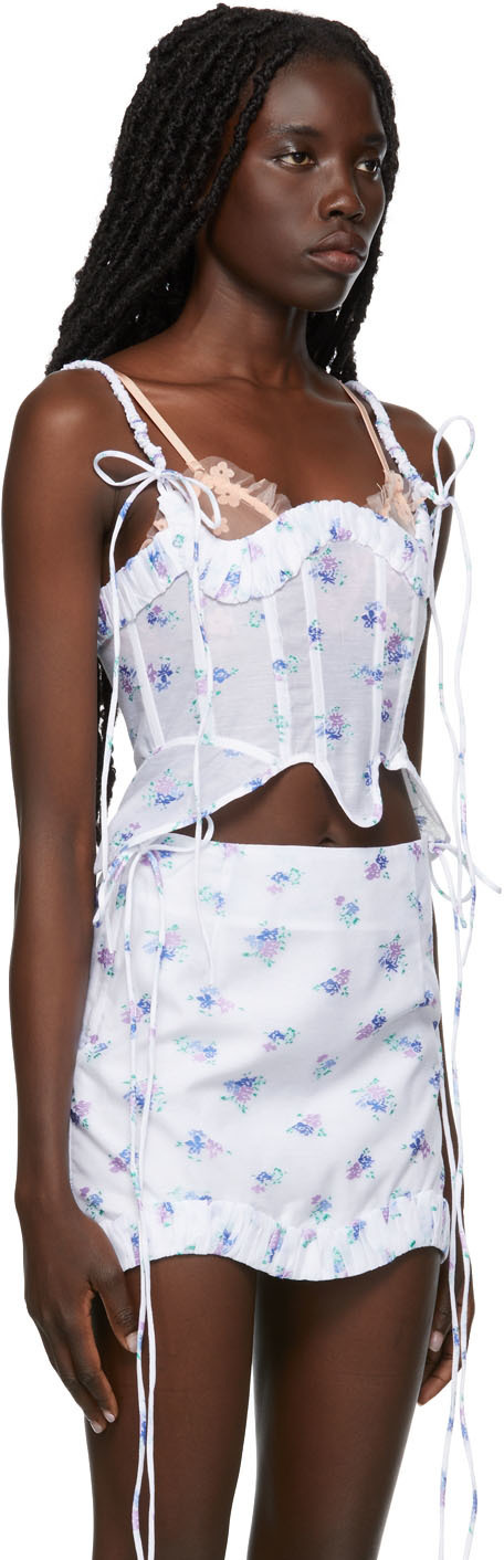 Nodress White Floral Ruffled Corset Nodress