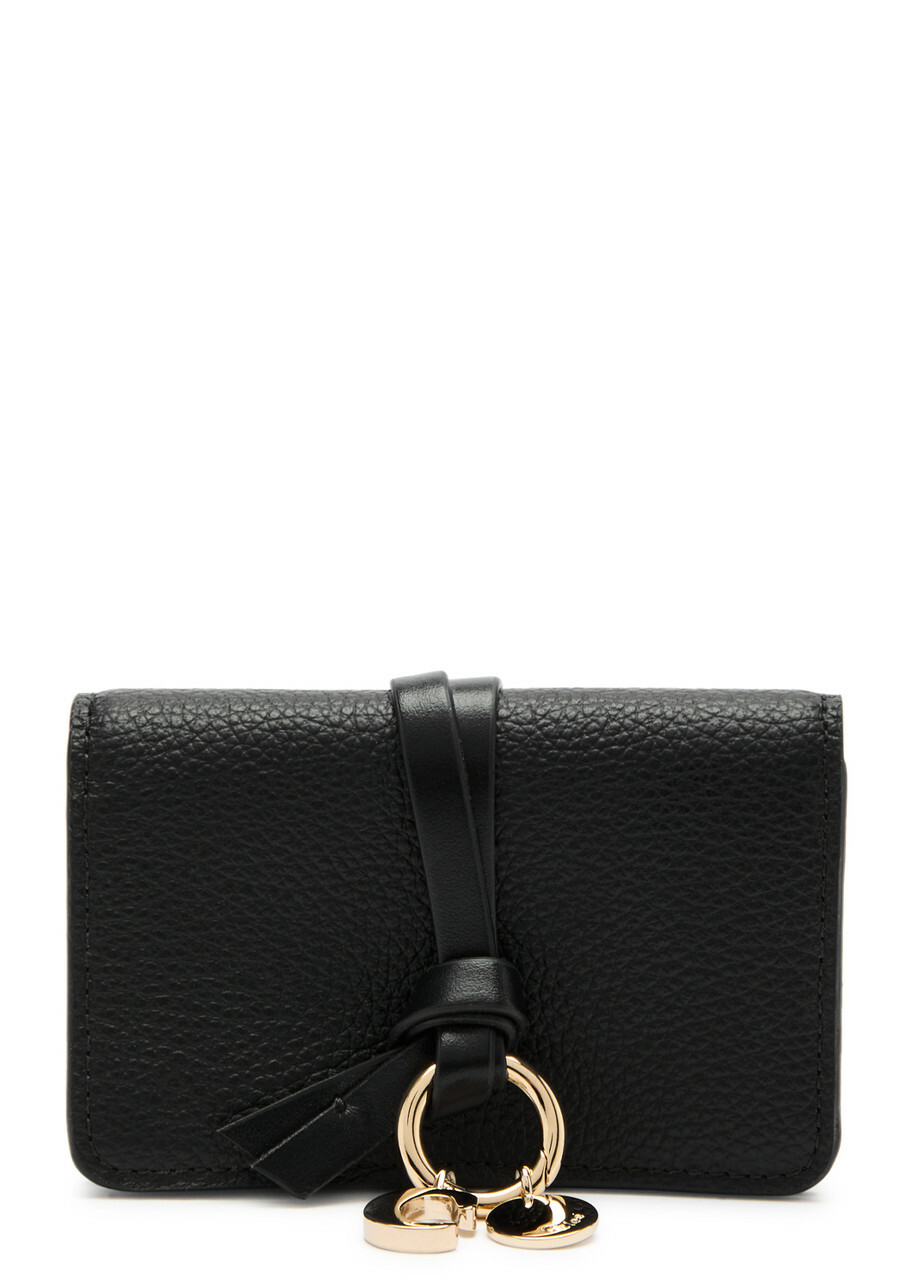 Chloe Alphabet Leather Card Holder - Grey - One Size