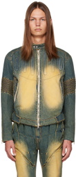 Juntae Kim Blue Embossed Denim Jacket