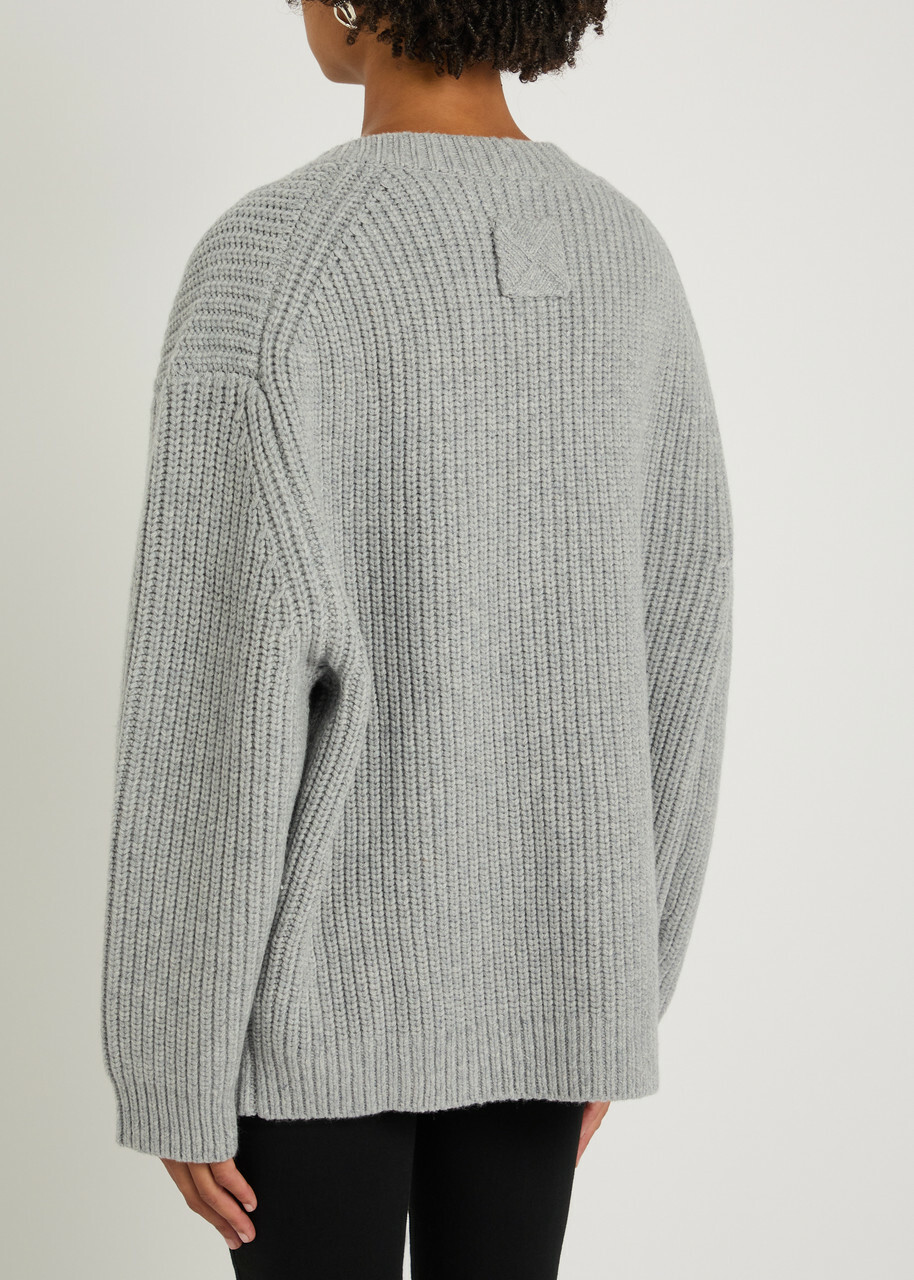 Nanushka Varten Wool and Cashmere-blend Cardigan Light Grey