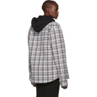 Off-White Brown and Grey Check Hoodie Shirt