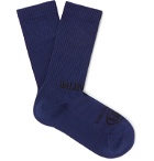 Balenciaga - Logo-Intarsia Ribbed Stretch Cotton-Blend Socks - Blue