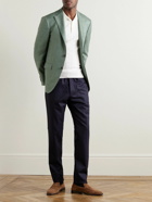 Canali - Kei Herringbone Wool, Silk and Linen-Blend Blazer - Green