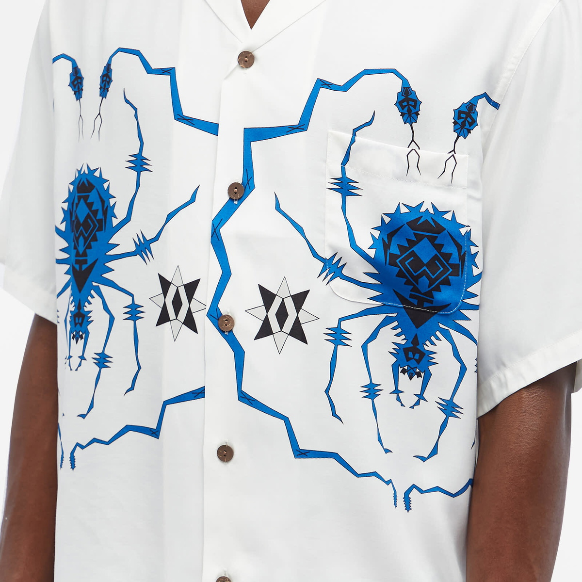 Wacko Maria Men's Short Sleeve Wolf's Head Type 3 Hawaiian Shirt