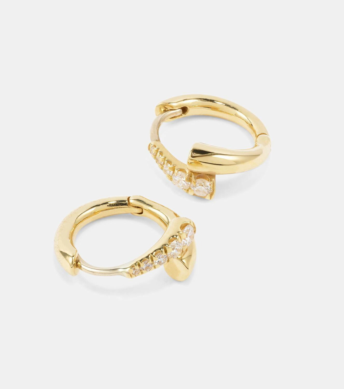 Melissa Kaye Lola Huggie 18kt gold hoop earrings with diamonds