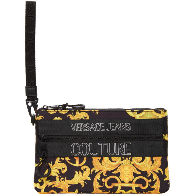 Photo: Versace Jeans Couture Black Outline Logo Barocco Pouch