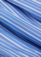 Ganni Striped Shirred Cotton Midi Dress Navy