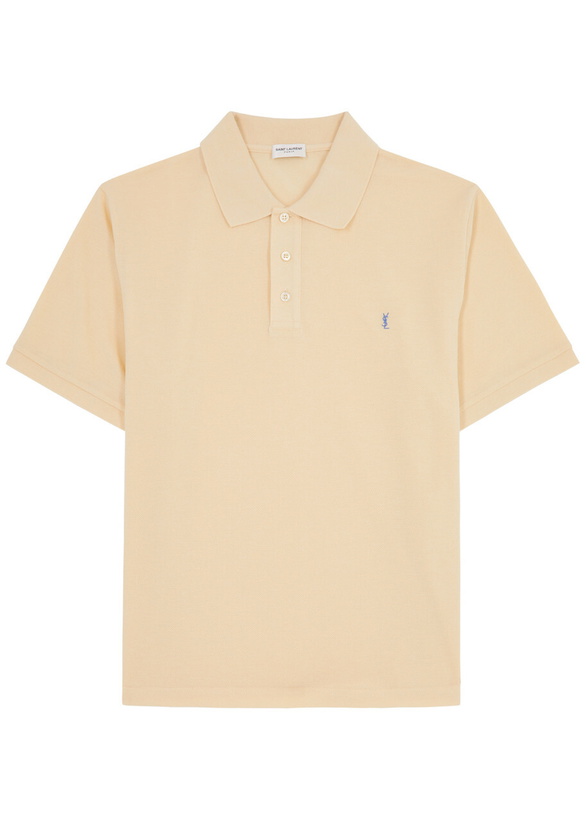 Photo: Saint Laurent Logo-embroidered Piqué Cotton-blend Polo Shirt Yellow