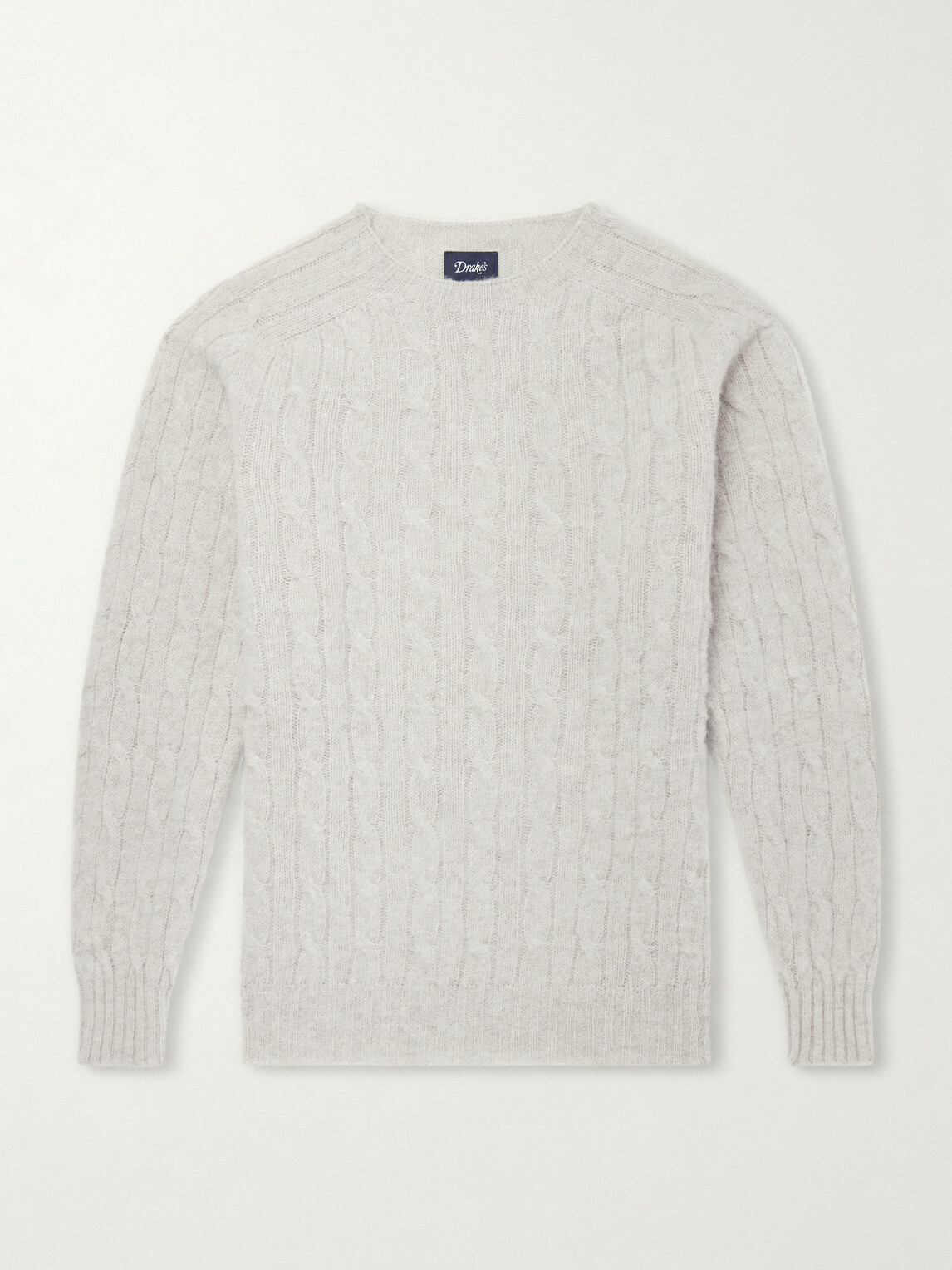 Drake's - Cable-Knit Virgin Wool Sweater - Gray
