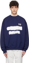 Y-3 Blue Graphic Crew Sweatshirt