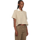 Moncler Off-White & Brown Striped Cotton Polo