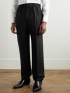 CELINE - Keith Slim-Fit Pleated Wool and Mohair-Blend Twill Trousers - Black