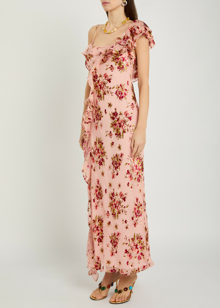 Rixo Ester Floral-print Woven Maxi Dress Pink