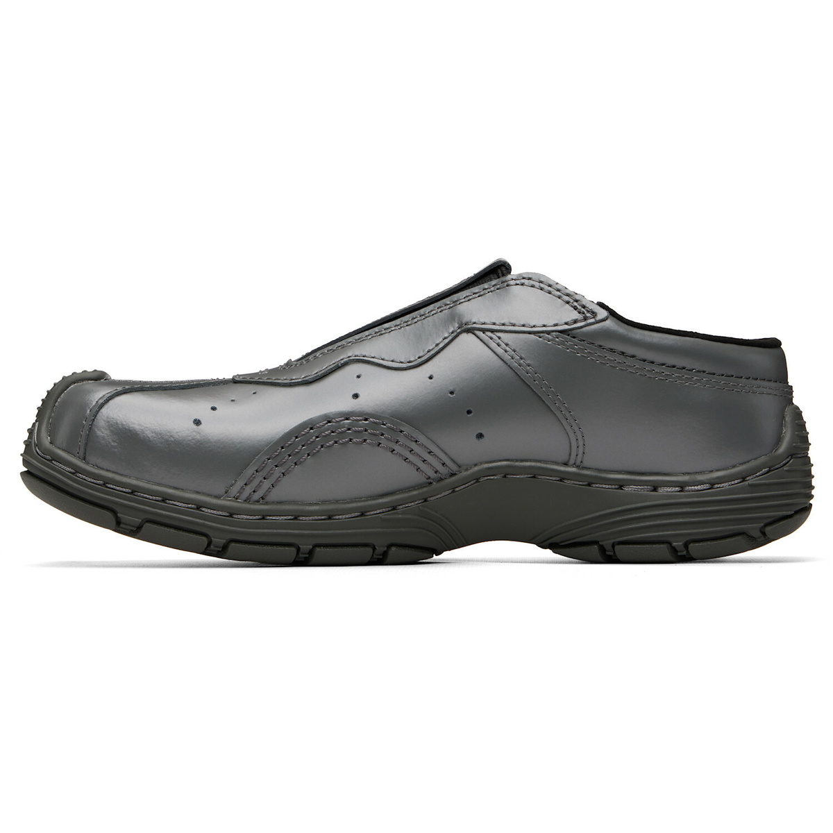 Dr. Martens Gray Aurix Satin Finish Leather Mule Loafers