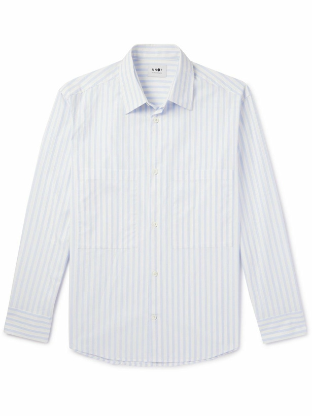 Photo: NN07 - Freddy Striped Cotton-Poplin Shirt - Blue