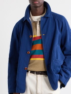 Drake's - Striped Linen and Cotton-Blend Polo Shirt - Brown