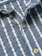Oliver Spencer - Riviera Striped Organic Cotton-Seersucker Shirt - Blue