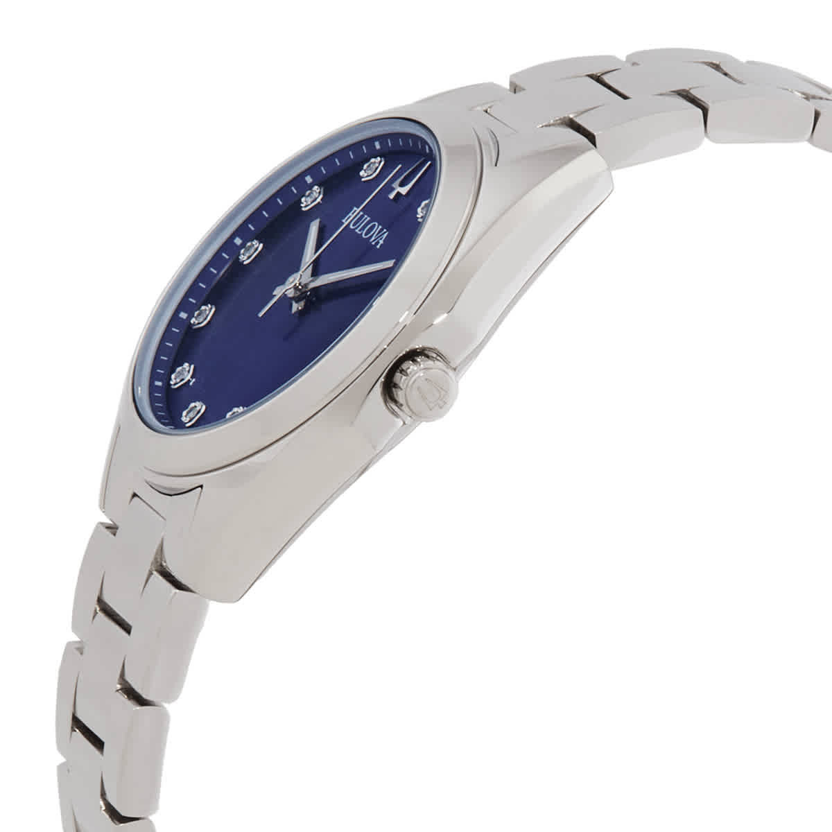 Bulova Surveyor Quartz Diamond Blue Dial Ladies Watch 96P229 Bulova
