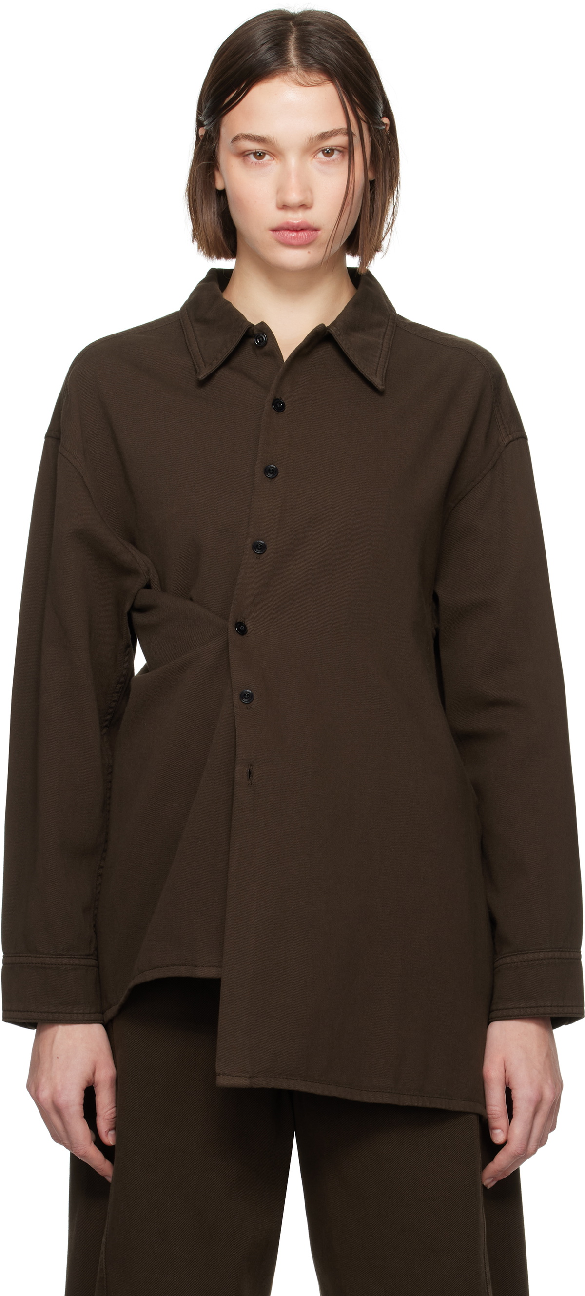 LEMAIRE Brown Twisted Denim Shirt Lemaire