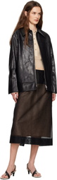 Jil Sander Black Boxy Fit Leather Biker Jacket