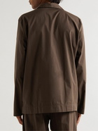 TEKLA - Camp-Collar Organic Cotton-Poplin Pyjama Shirt - Brown