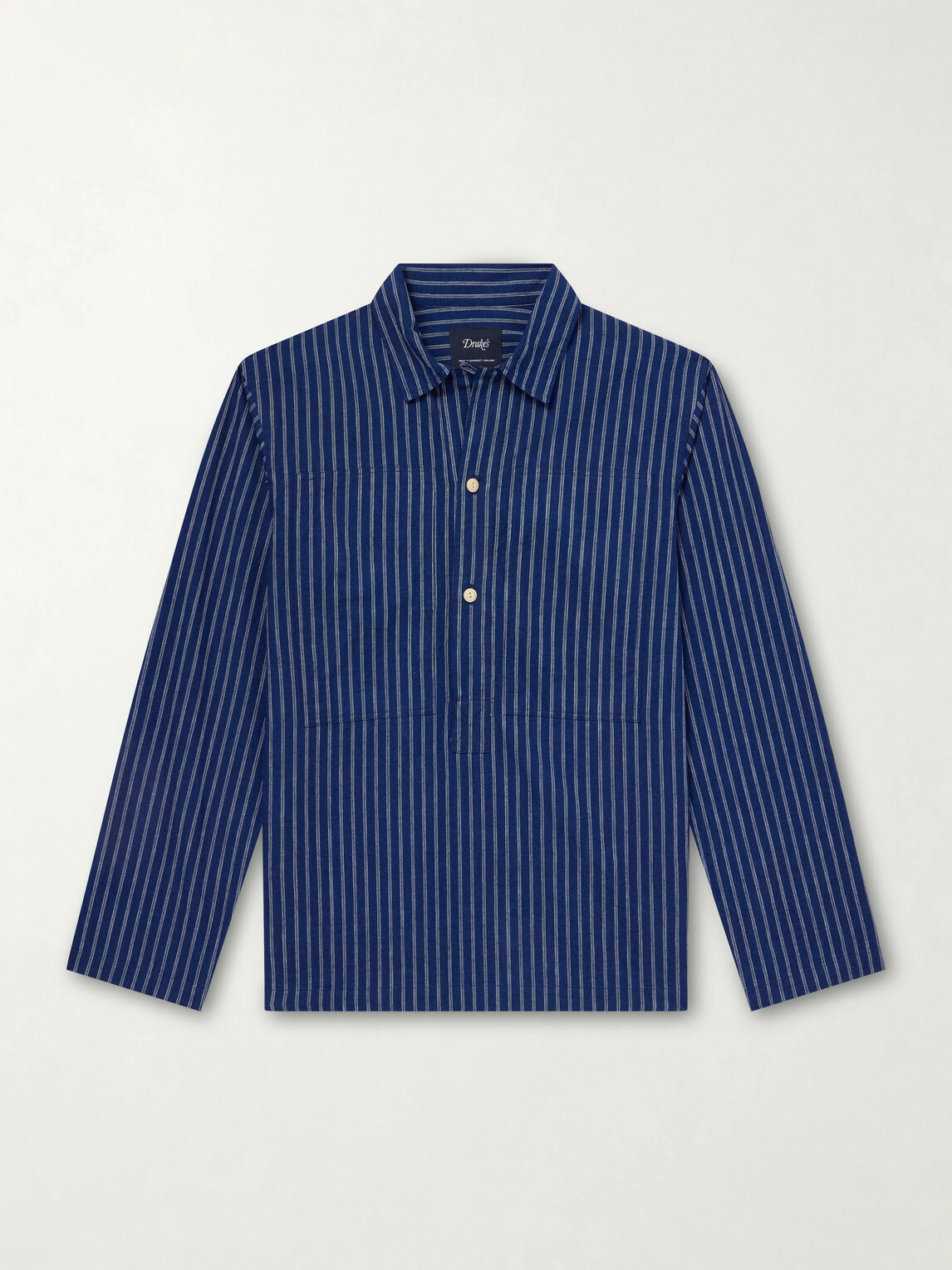Drake's - Striped Cotton Polo Shirt - Blue