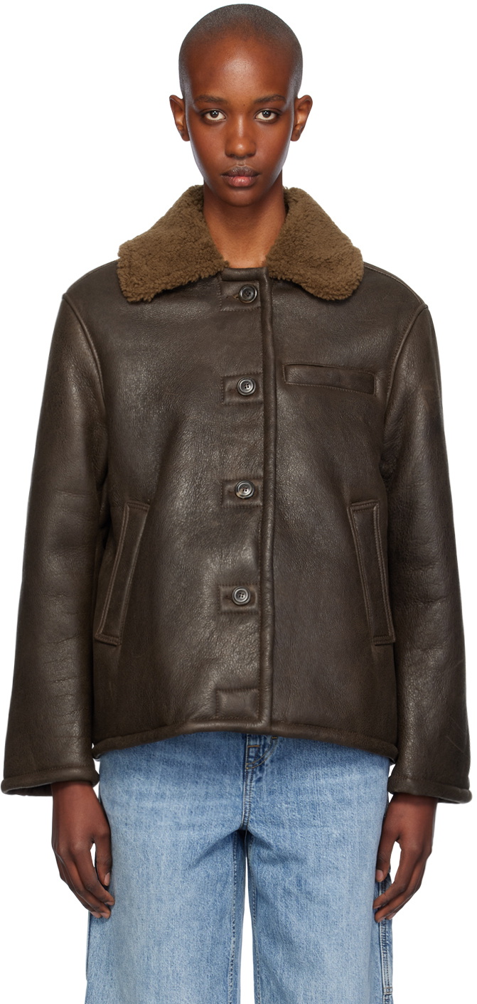 OUR LEGACY Brown Alaska Leather Jacket Our Legacy