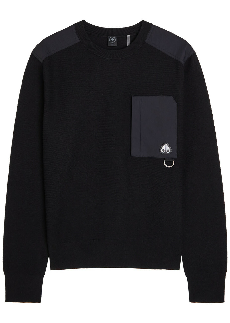 Moose Knuckles Lowan Panelled Knit Sweatshirt Black