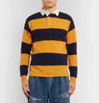 Beams Plus - Cotton Poplin-Trimmed Striped Wool Sweater - Men - Yellow