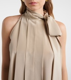 Max Mara Pleated tie-neck silk crêpe de chine top